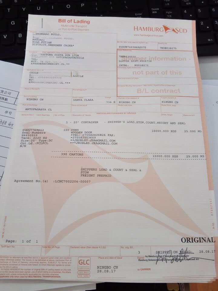 bill of lading